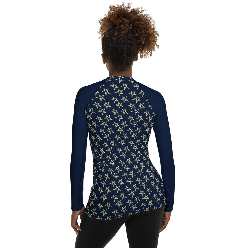 Navy Sketched Stars Women's Rash Guard *