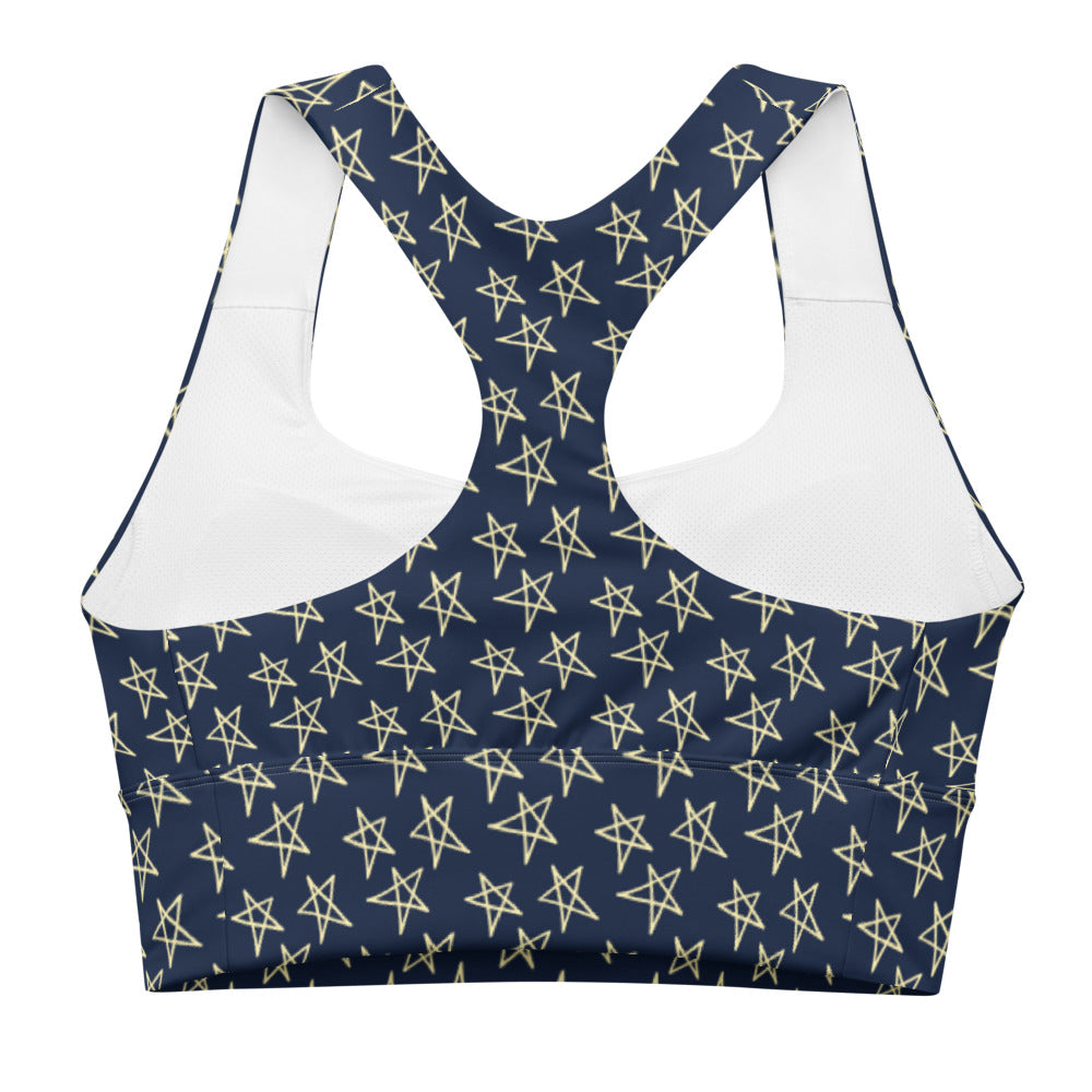 Navy Sketched Stars Sports Bra *